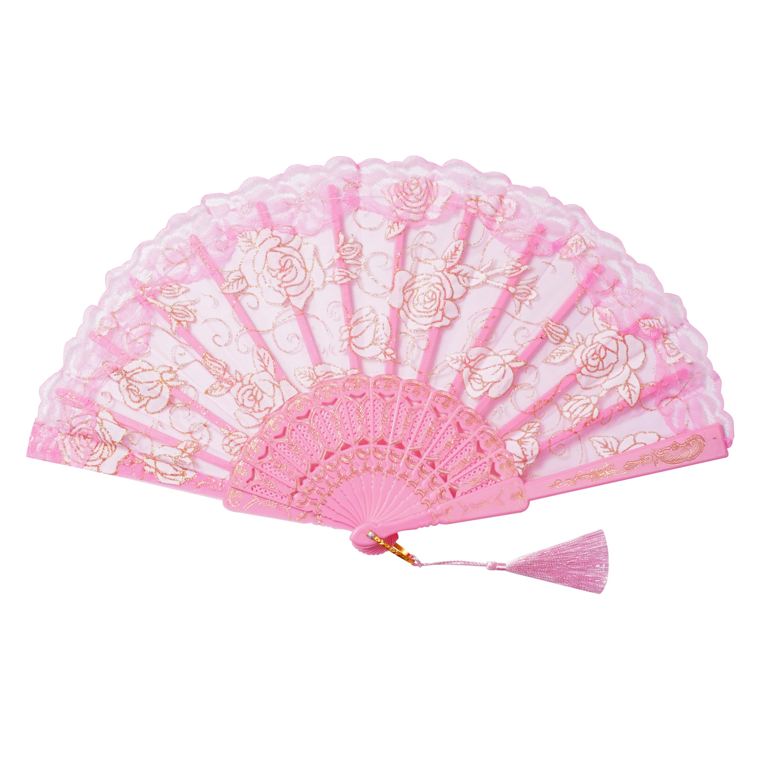 Amazon.com: Sepwedd 30pcs Pink Rose Lace Floral Folding Hand Fans